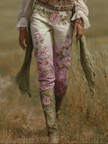 Women's Embroidered Casual Vintage Pants artswardrobe