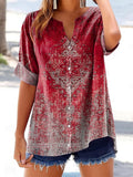 Women's Gradient Ethnic Totem Art Print Casual Cotton And Linen Short