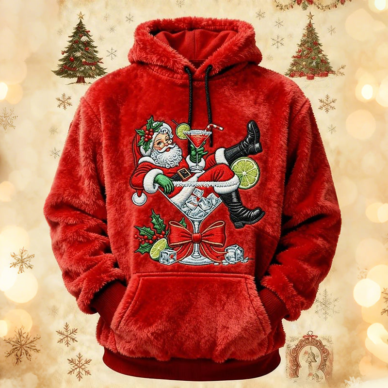 Comstylish Men's Christmas Santa Claus Casual Plush Warm Hoodie