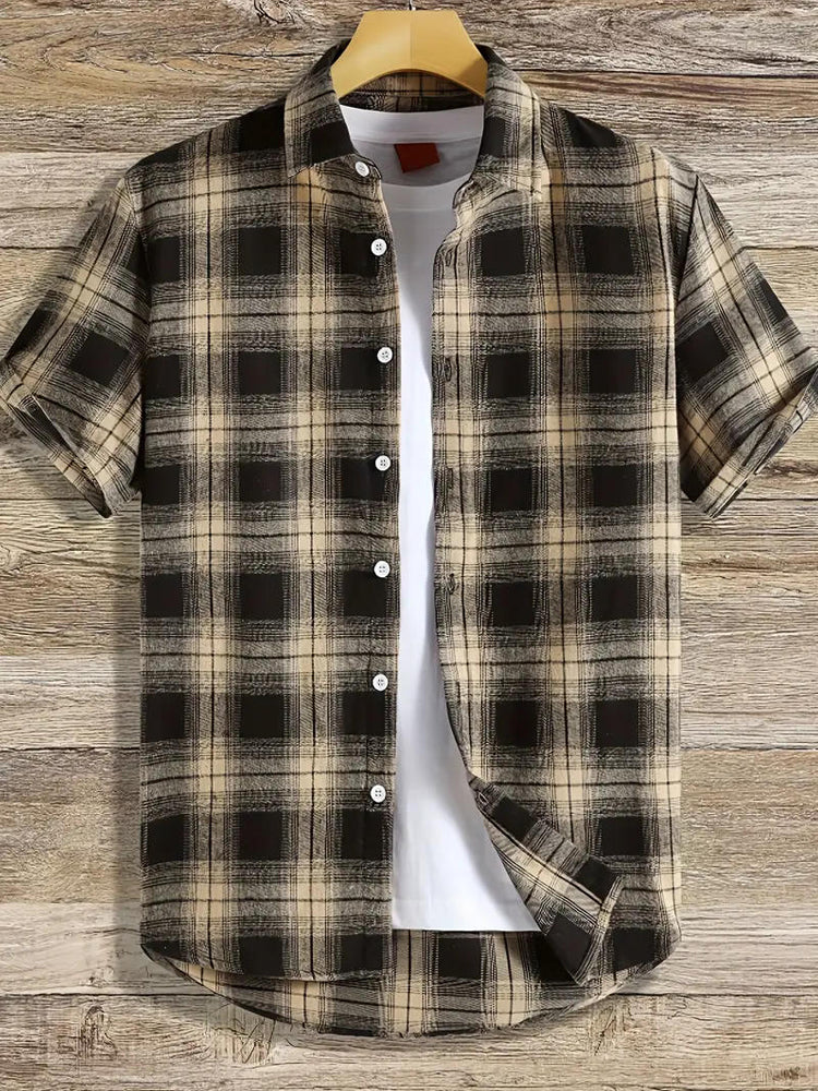 Men's British Check Linen Shirt artswardrobe