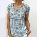 Comstylish Vintage Sunflower Floral Art Linen Comfy T Shirt