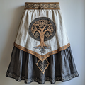 Women's Viking Celtic Knot Tree Of Life Art Linen Skirt artswardrobe