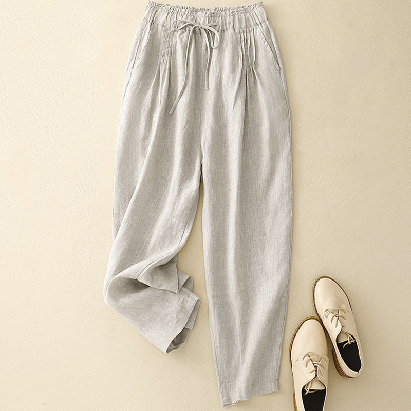Women's Simple Solid Color Linen Blend Pants artswardrobe