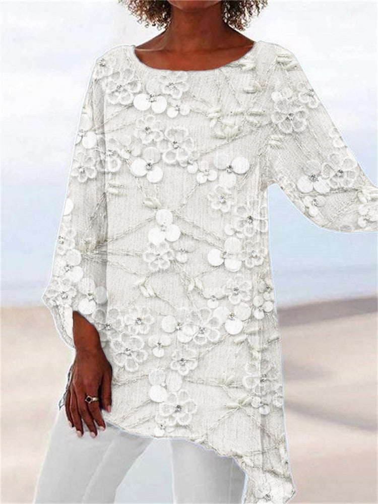 Comstylish Classy Floral Beaded Embroidered Flowy Tunic