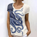 Comstylish Japanese Art Octopus Print Short Sleeve T-Shirt