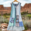 Women's Vintage Floral Lace Patch Comfort Dress artswardrobe