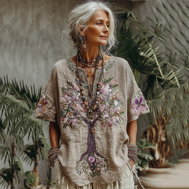 Comstylish Women's Tree Of Life Floral Art Comfy Shirt