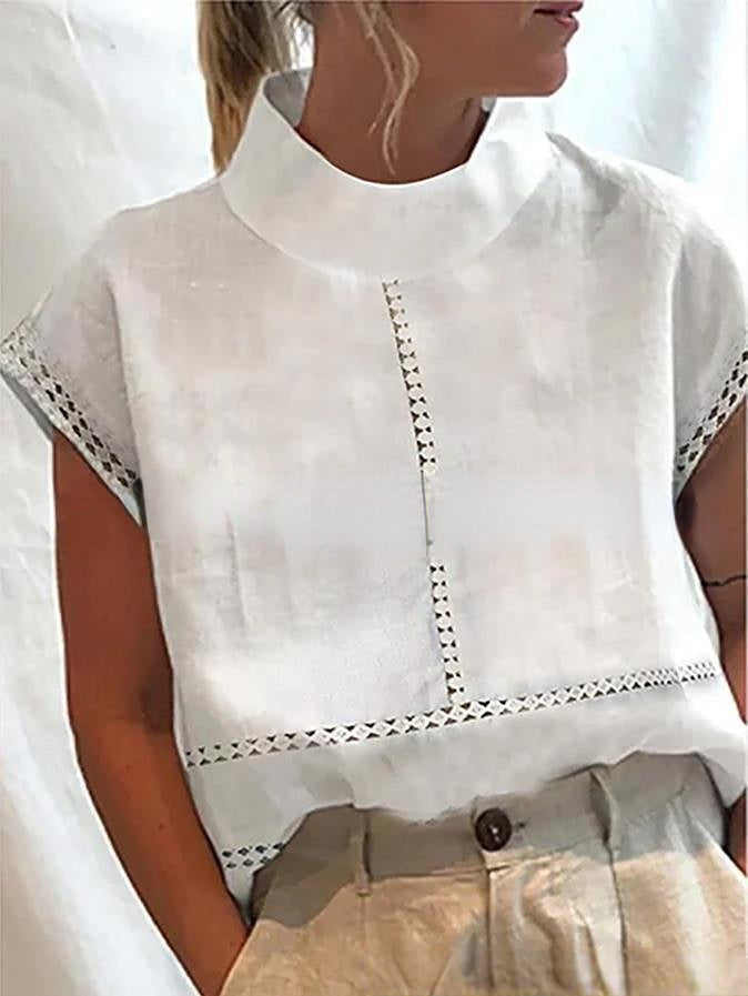 Hollow Simple Short-Sleeved Shirt