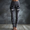 Women's Cute Cat Face Embroidered Art Cozy Knit Leggings elevenforest