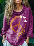 Women's Love Peace Hippie Pattern Art Print Casual Short Sleeve Comfor