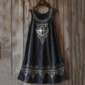 Viking Wolf Pattern Tank Midi Dress artswardrobe