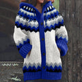 Vintage Iceland Blue Design Jacquard Warm Sweater Cardigan elevenforest
