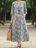 Women's Retro Floral Print Dress artswardrobe