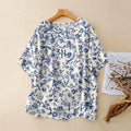 Women's Vintage Floral Art Print  Lines T-shirt artswardrobe