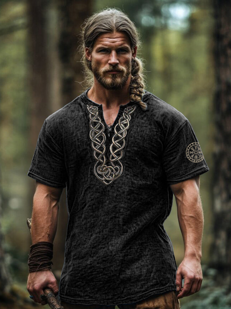 Men's Vintage Viking Celtic Knot Art Linen Shirt artswardrobe