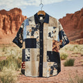 Men's Applique Patchwork Art Casual Short Sleeve Shirts artswardrobe