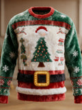 Comstylish Men's Vintage Christmas Inspired Pattern Cozy Plush Sweatshirt