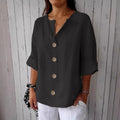Comstylish Solid Color Linen Blend Button Casual Shirt