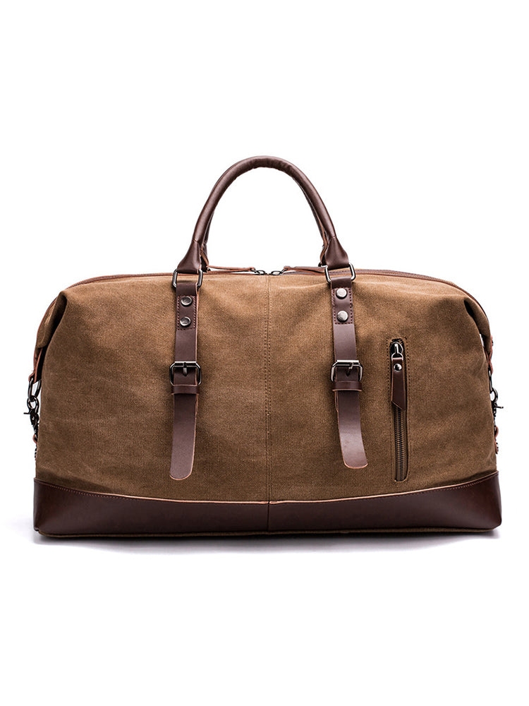 Vintage Washed Canvas Leather Patchwork Bag artswardrobe