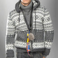 Mens Vintage Fair Isle Knitted Hooded Cardigan elevenforest