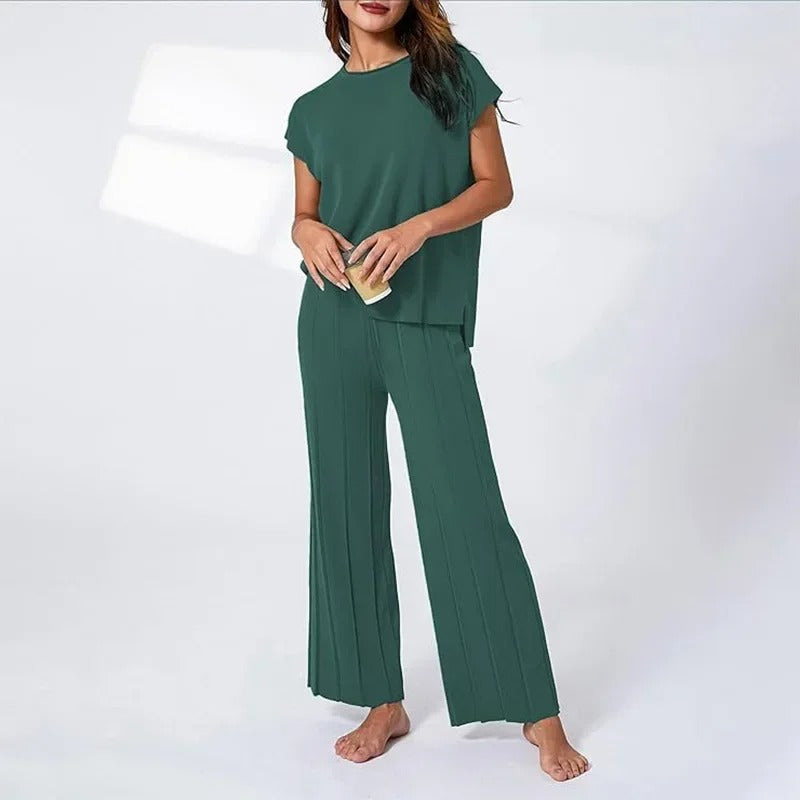 JO | MW - Elegant two-piece set with wide trousers & T-shirt