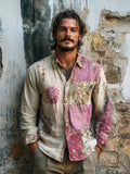 Boho Floral Art Vintage Men's Linen Shirt artswardrobe