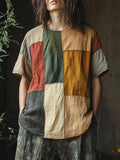 Men's Vintage Contrast Patchwork Cozy T Shirt artswardrobe