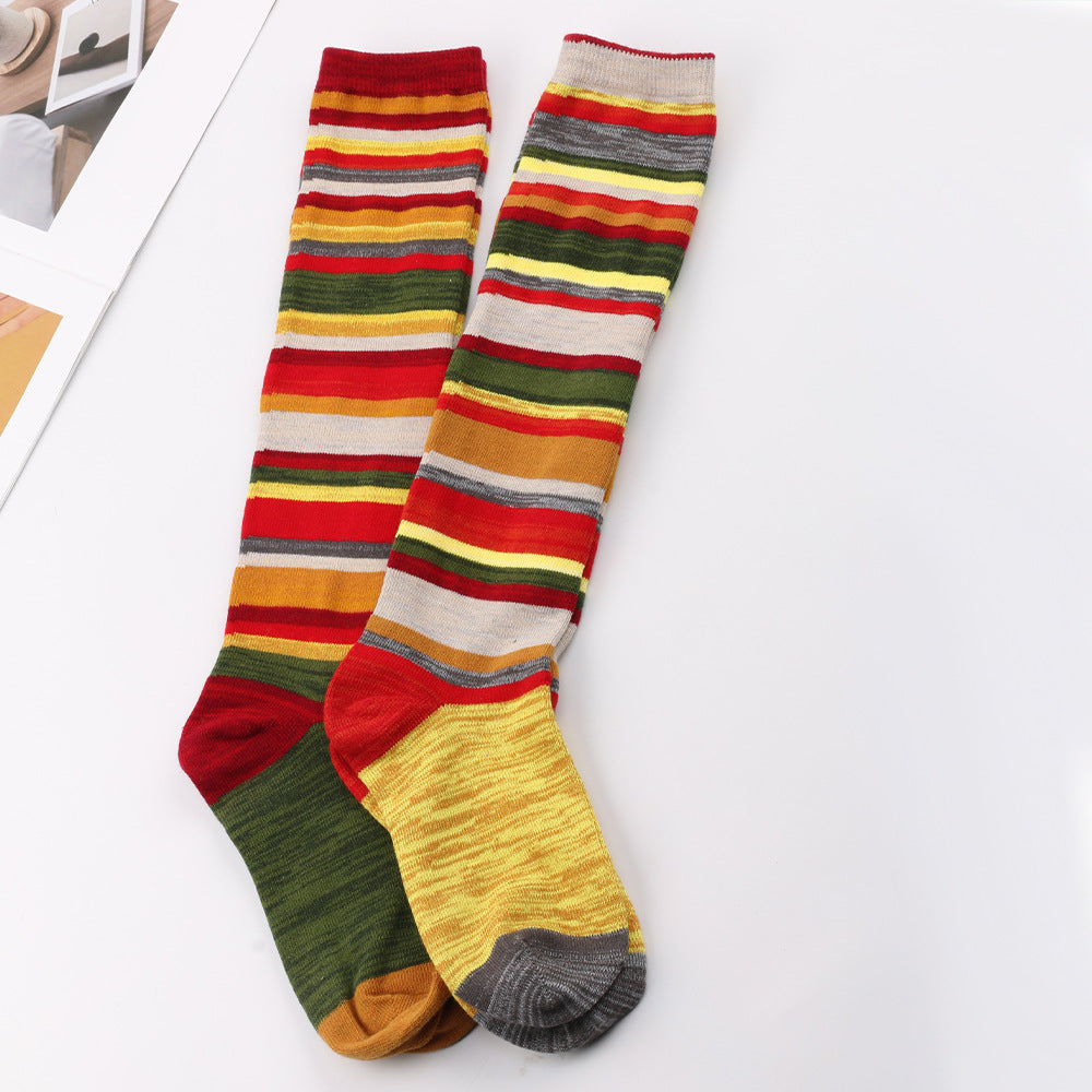 Soft Warm Retro Rainbow Contrasting Socks elevenforest