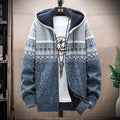Men's Vintage Knitted Pattern Hooded Cardigan Sweater elevenforest