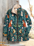 Women's Lovely Animals Floral Art Print Casual Quilted Cardigan