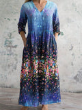 Women's Vintage Floral Print Casual Cotton Dress