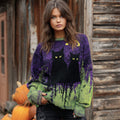 Comstylish Halloween Black Cat Art Women's Knitted Sweater