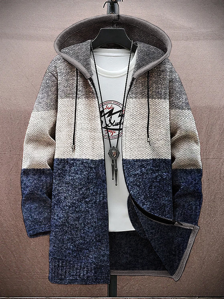 Vintage Colorblock Geometric Pattern Men's Zipper Hoodie artswardrobe