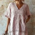 Vintage Floral Lace Art Comfy V Neck T Shirt artswardrobe