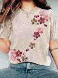 Comstylish Plum Blossom Japanese Embroidery Art Vintage T Shirt