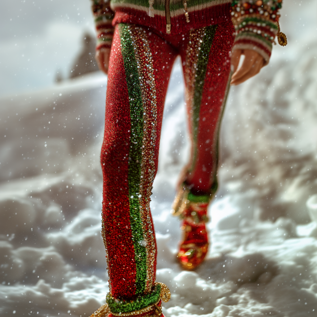 Comstylish Women's Vintage Christmas Pattern Art Print Casual Leggings