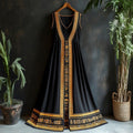 Vintage Egyptian Totem Print Women's Linen Vest Maxi Dress artswardrobe