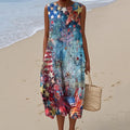 Women's Vintage Independence Day Print Midi Dress artswardrobe