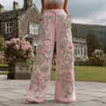 Comstylish Women's Vintage Floral Embroidery Art Comfort Sweatpants
