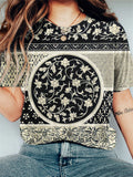 Comstylish Classy China Floral Pattern Vintage T Shirt