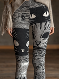 Halloween Fun Cat Design Women's Knitted Leggings elevenforest