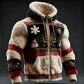 Comstylish Men's Christmas Snowflake Snowman Plush Zip Hoodie