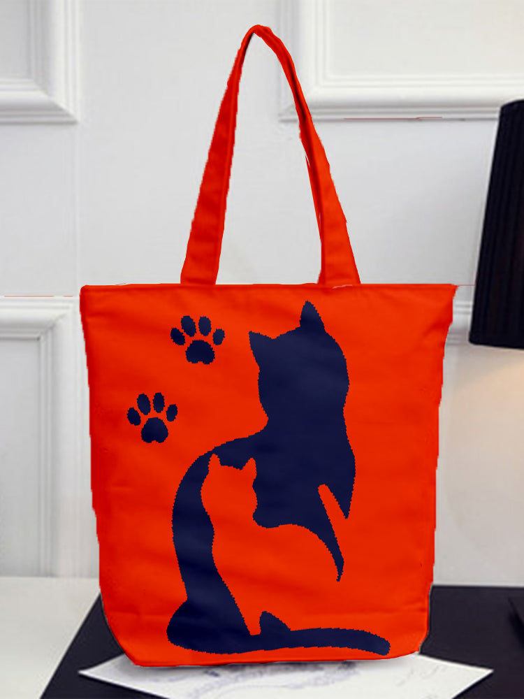 Lovely Cats & Paws Graphic Tote Bag elevenforest