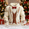 Comstylish Christmas Two-piece Set Design Men's Flannel Hooded Sweatshirt