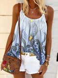 Women's Light Blue Gradient Paisleyv Art Print Tank Top