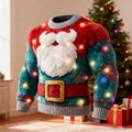 Comstylish Men's Funny Christmas Santa Beard Pattern Flannel Sweatshirt