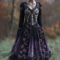 Comstylish Women's Halloween Skull Rose Dress