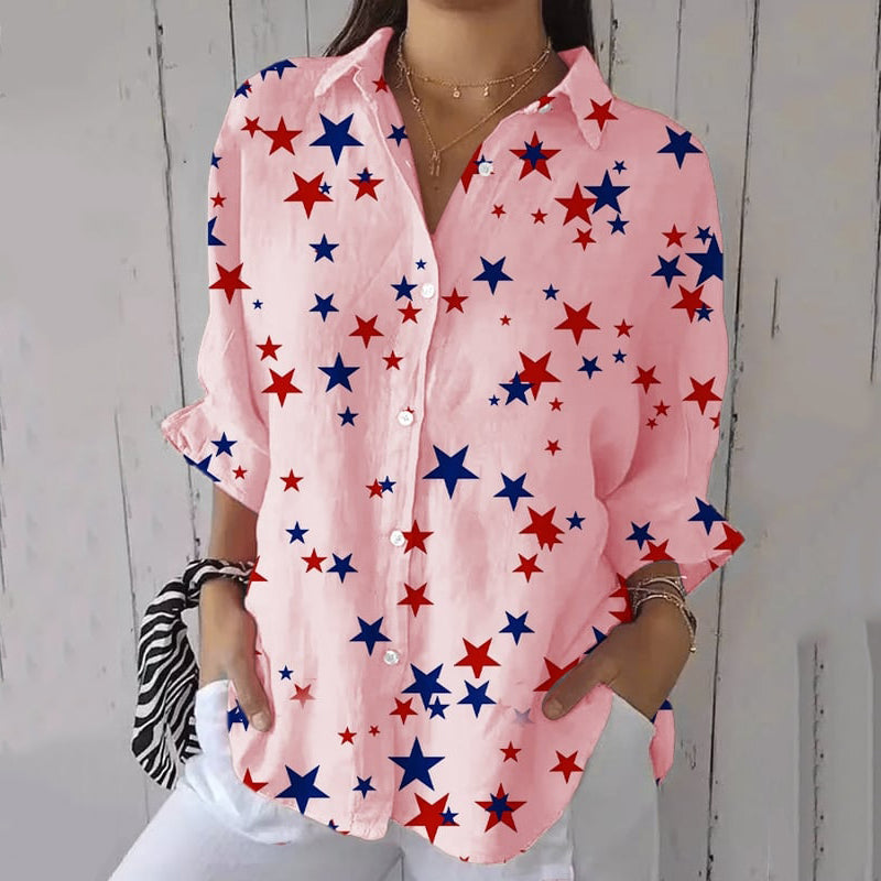 Comstylish Women's Independence Day Star Print Shirt