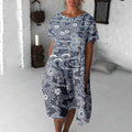 Comstylish Vintage Flowers Japanese Flowy Midi Dress
