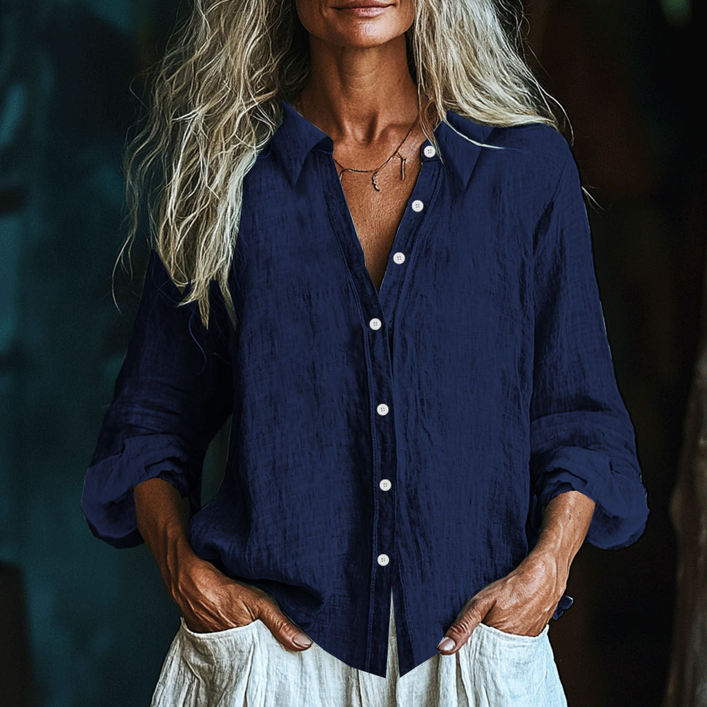 Comstylish Vintage Elegant Art Linen Ruffle Shirt